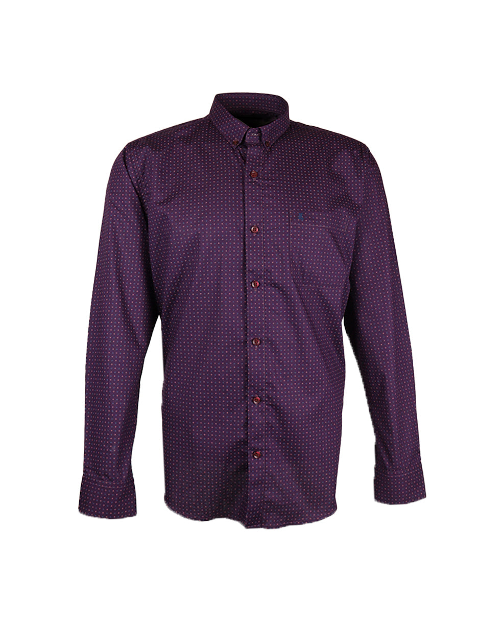 CAMISA MANGA LARGA MORADO ESTAMPADO 100 ALGODON REF 2301019