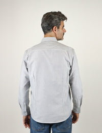 Camisa Gris de Rayas Manga Larga Para Caballero 2311578