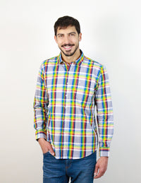 Camisa Manga Larga 100% Algodón Estilo Cuadros Multicolor 2312616