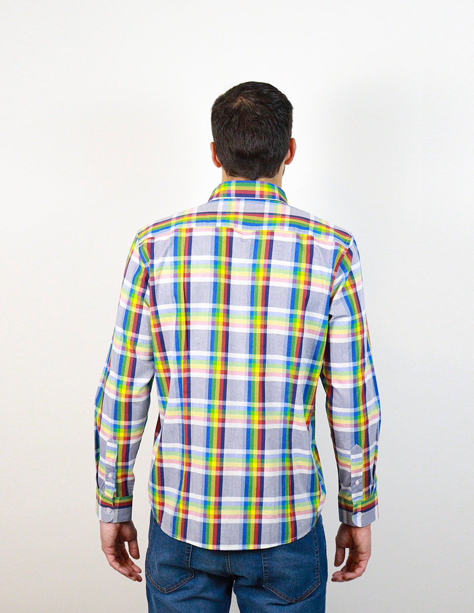 Camisa Manga Larga 100% Algodón Estilo Cuadros Multicolor 2312616