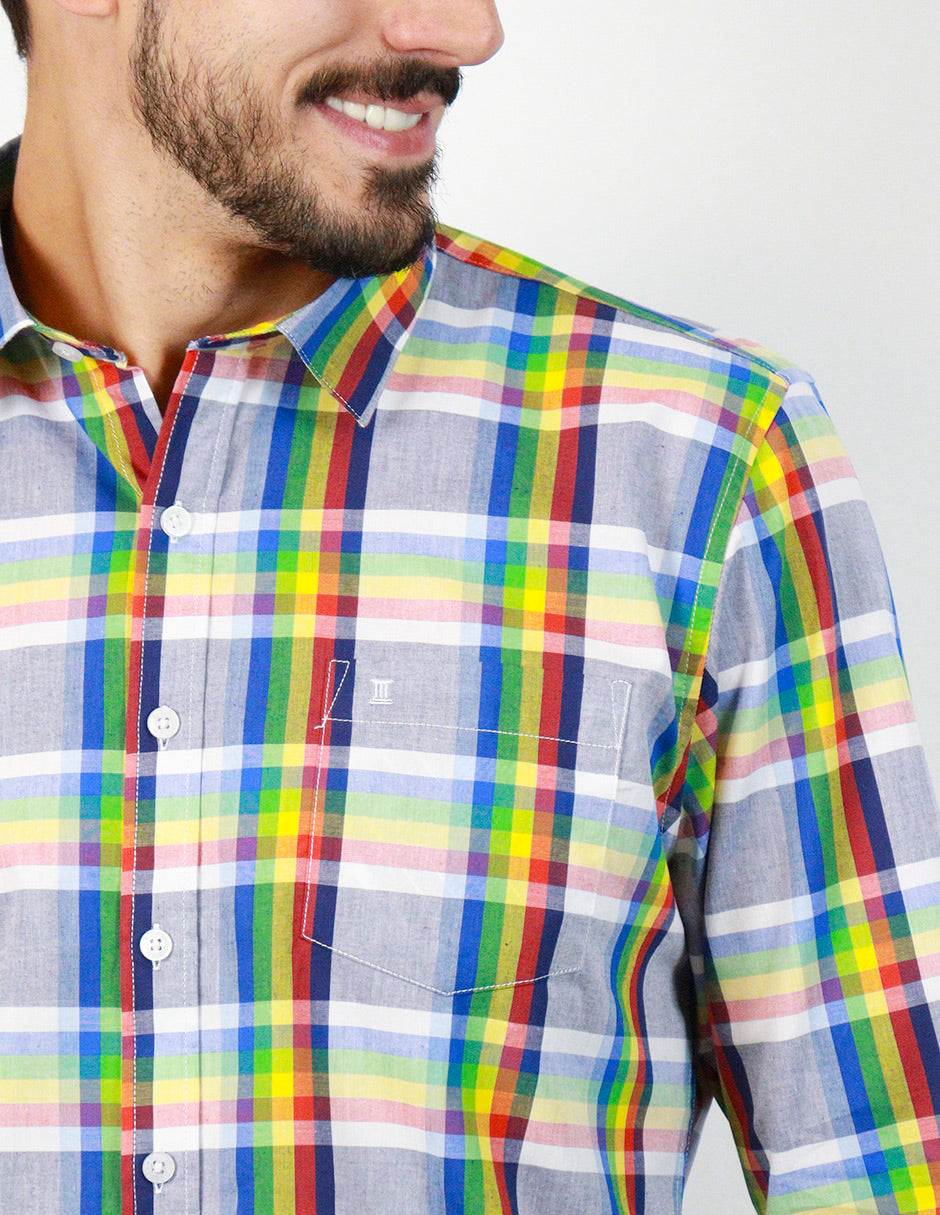 Camisa Manga Larga 100% Algodón Estilo Cuadros Multicolor 2312616
