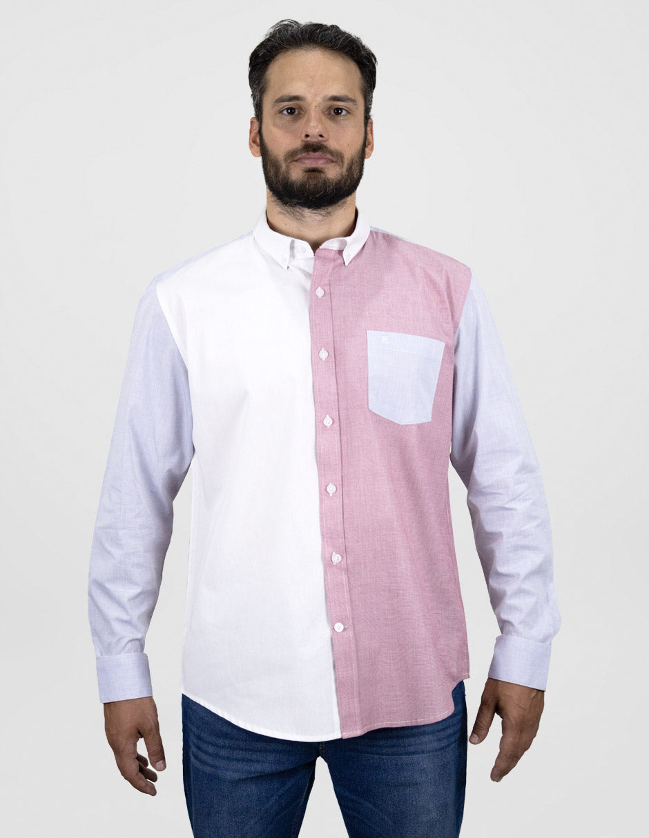 Camisa Multicolor Estilo Bloques Manga Larga 2406070