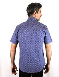 CAMISA MANGA CORTA AZUL ESTAMPADO 100% ALGODÓN REF 2012269 X