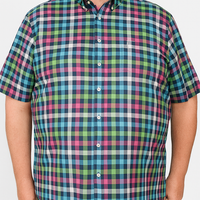 CAMISA MANGA CORTA CUADROS MULTICOLOR 100% ALGODÓN  REF 2217006 E