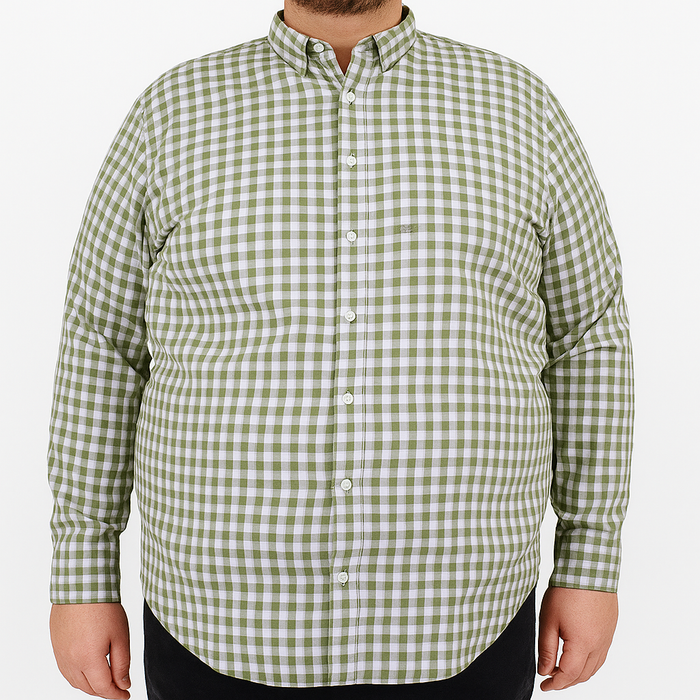 Camisa de Manga Larga Cuadros Verde 100% Algodón Tallas Extras 2312627