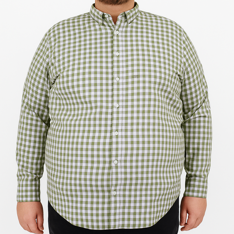 Camisa de Manga Larga Cuadros Verde 100% Algodón Tallas Extras 2312627