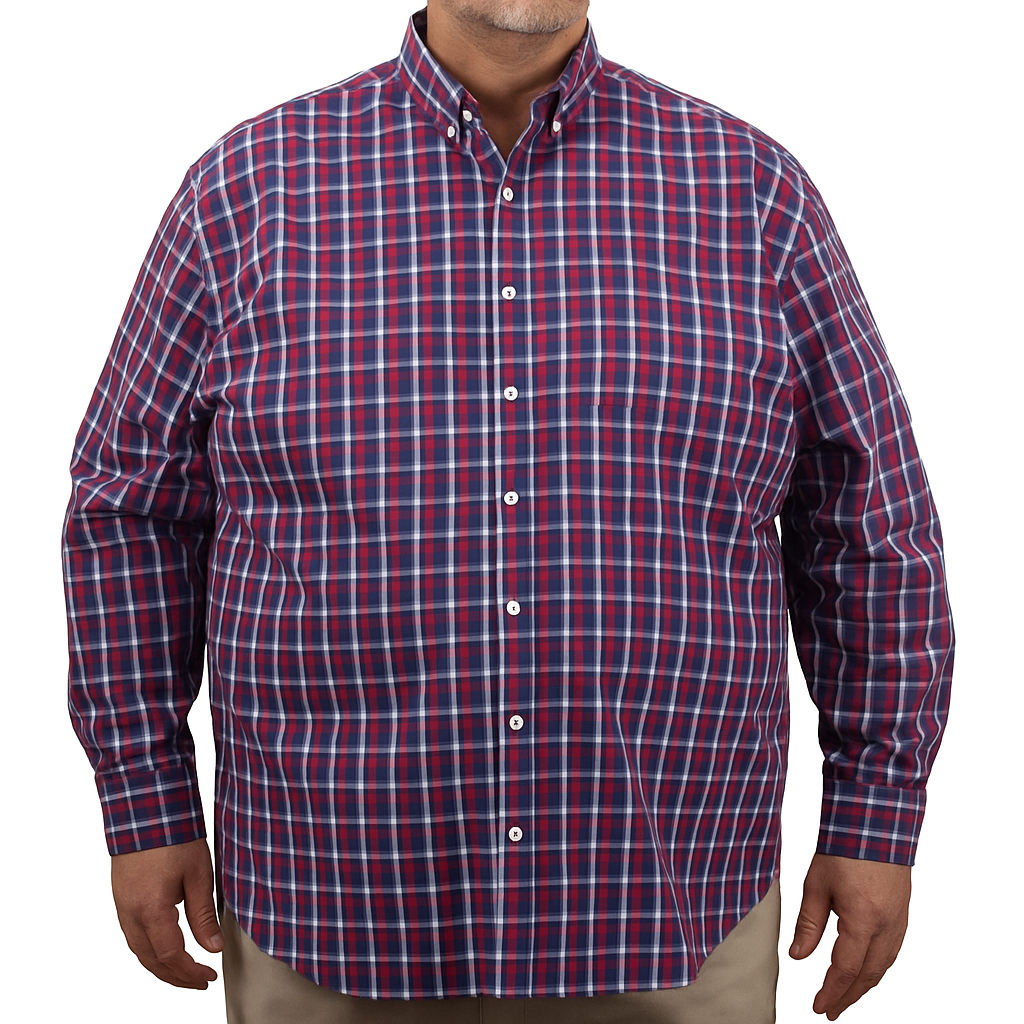 Camisa de Manga Larga Cuadros Rojo 100% Algodón Talla Extra 2511081