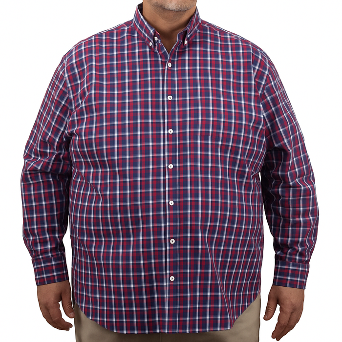 Camisa de Manga Larga Cuadros Rojo 100% Algodón Talla Extra 2511081