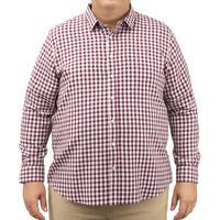 Camisa de Manga Larga Cuadros Vino 100% Algodón 2312626 Talla Extra