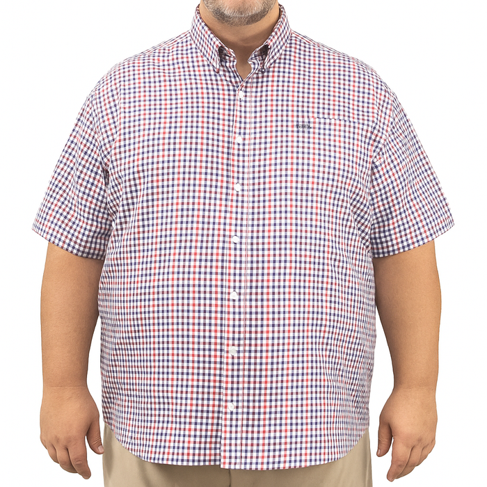 Camisa de Manga Corta Cuadros Rojo 100% Algodón 2308047 Talla Extra