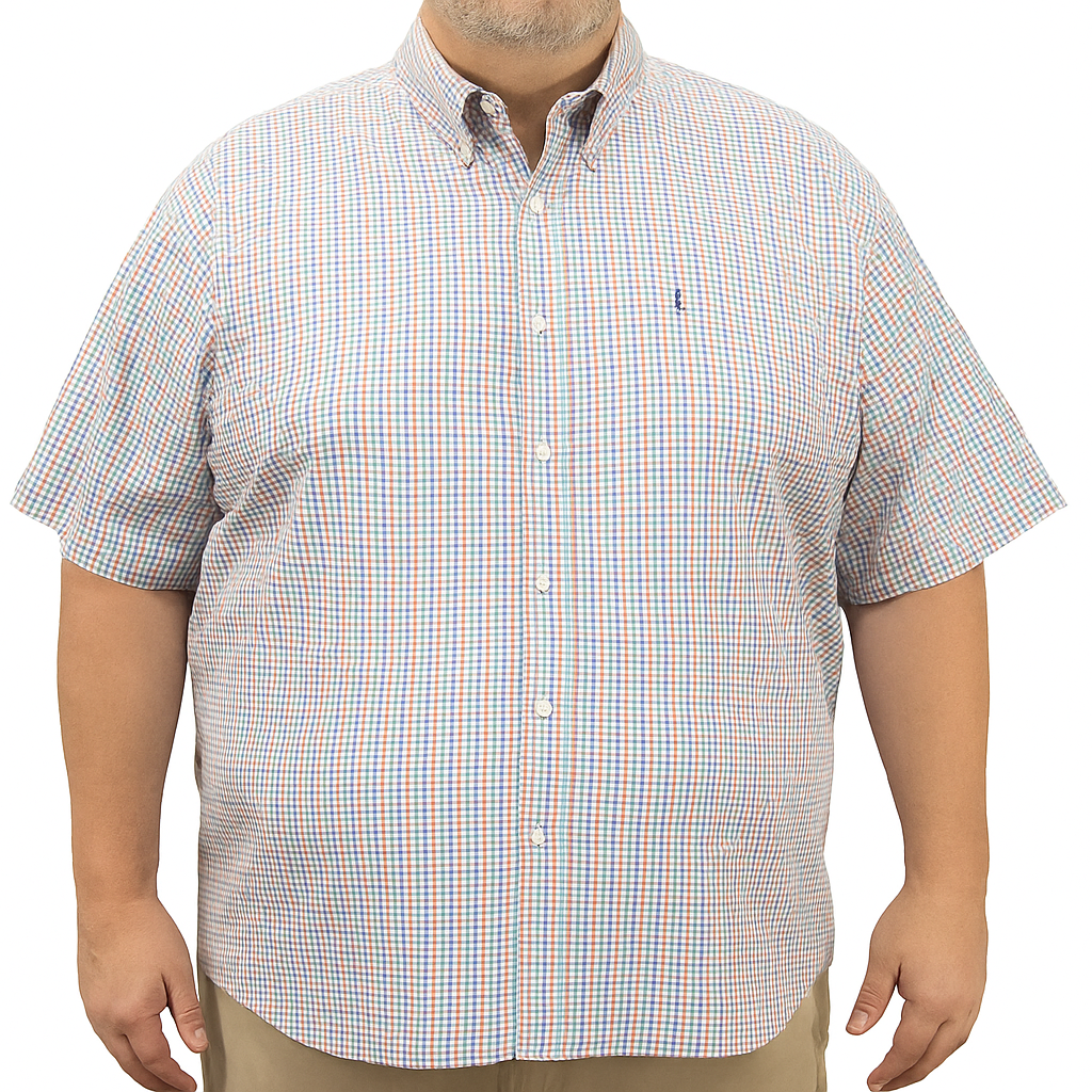 Camisa de Manga Corta Cuadros Multicolor 100% Algodón Talla Extra 2309055 - dioromx