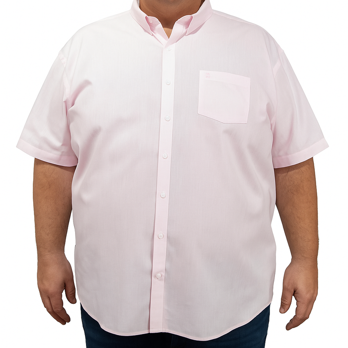 Camisa de Manga Corta Rayas Rosa 100% Algodón Talla Extra 2502022