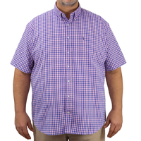 Camisa Rosa de Cuadros con Manga Corta 100% Algodón Talla Extra 2502019