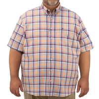 Camisa Naranja de Cuadros con Manga Corta 100% Algodón Talla Extra 2501005