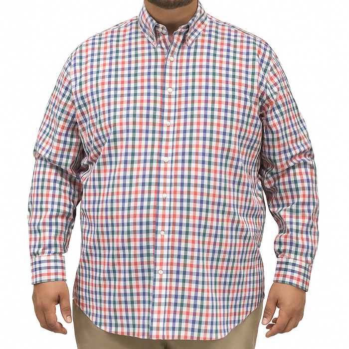 Camisa de Cuadros Multicolor con Manga Larga 100% Algodón Talla Extra 2501004