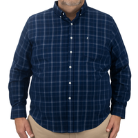 Camisa de Pana de Cuadros Azul con Manga Larga 100% Algodón Talla Extra 2410249