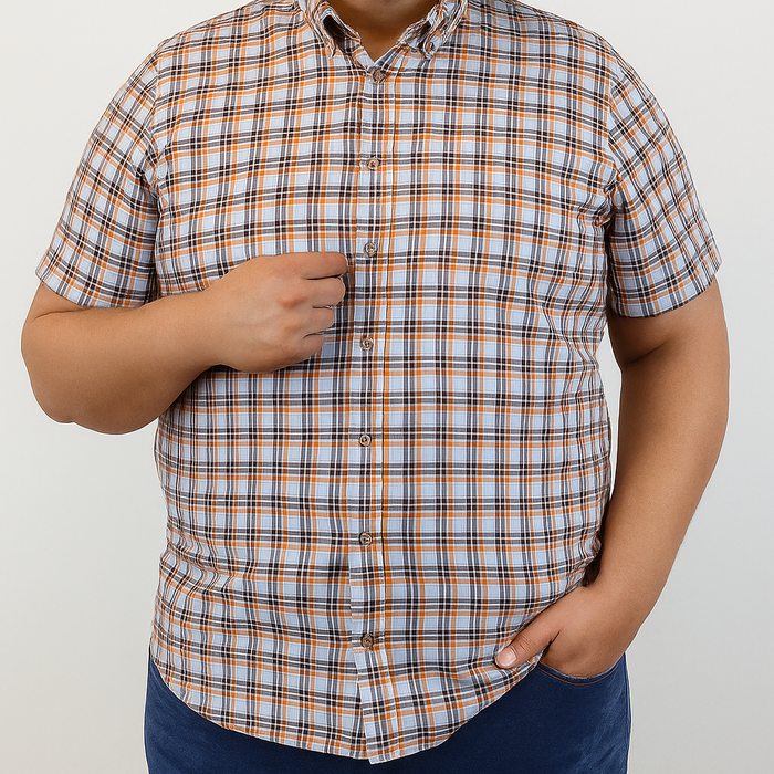 Camisa Manga Corta Marca Dioro Estilo Cuadros Multicolor Tallas Extra 2305169