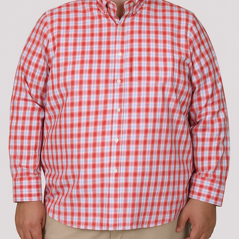 CAMISA MANGA LARGA ROJO CUADROS 100% ALGODON TALLAS EXTRAS 2305127