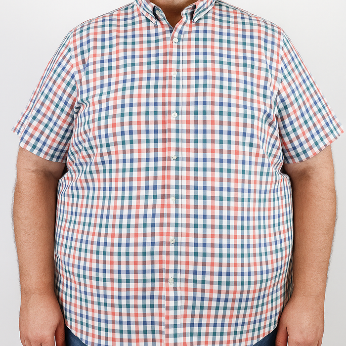 Camisa Manga Corta 100% Algodón Multicolor Estilo Cuadros Tallas Extra 2312638