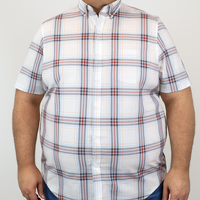 Camisa de Manga Corta 100% Algodón Cuadros Blanca Tallas Extras 2304105