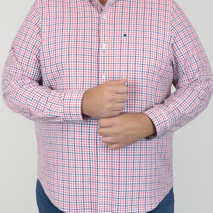 Camisa de Manga Larga Multicolor 100% Algodón para Hombre en Tallas Extras 2307027