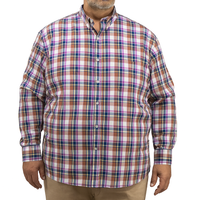 Camisa de Cuadros Morada con Manga Larga 100% Algodón Talla Extra 2305131
