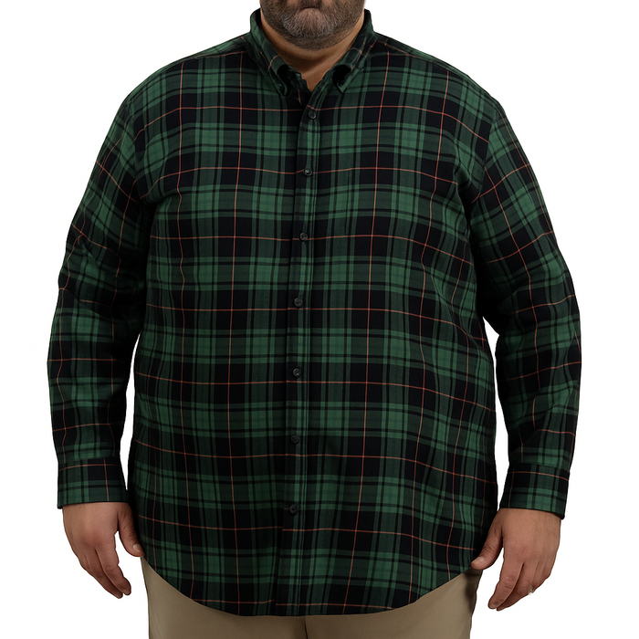 Camisa de Franela Verde Cuadros con Manga Larga Talla Extra 2410261