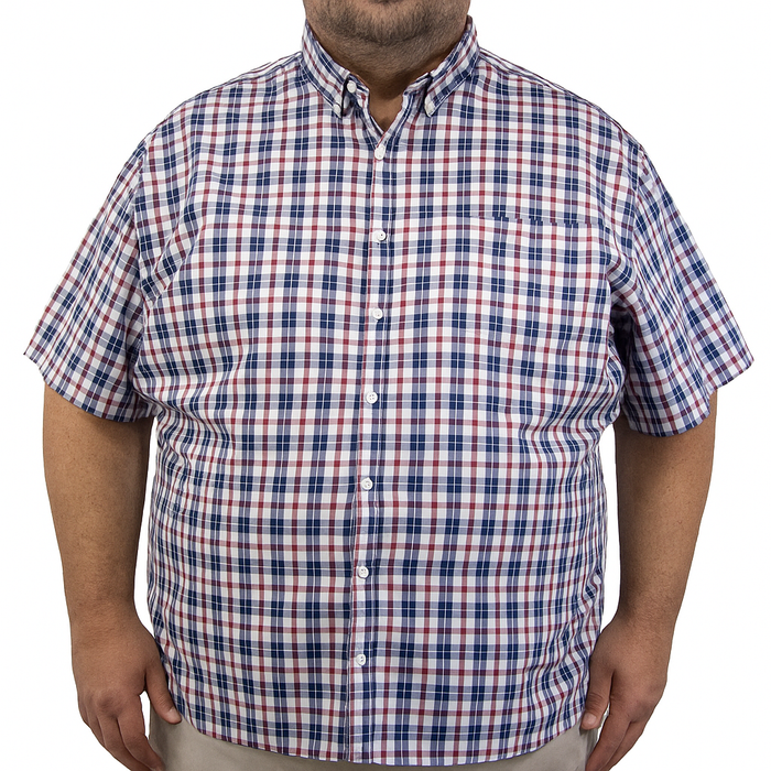 Camisa de Cuadros Azul con Manga Corta Talla Extra 100% Algodón 2306020