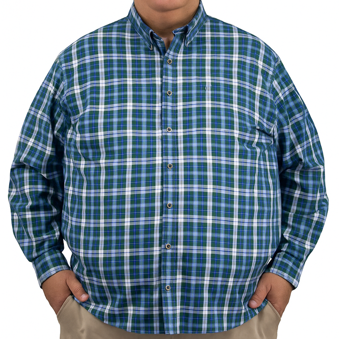 Camisa de Cuadros Verde con Manga Larga 100% Algodón Talla Extra 2312624