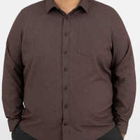 Camisa Café con Estampado de Manga Larga 100% Algodón Talla Extra 2504030