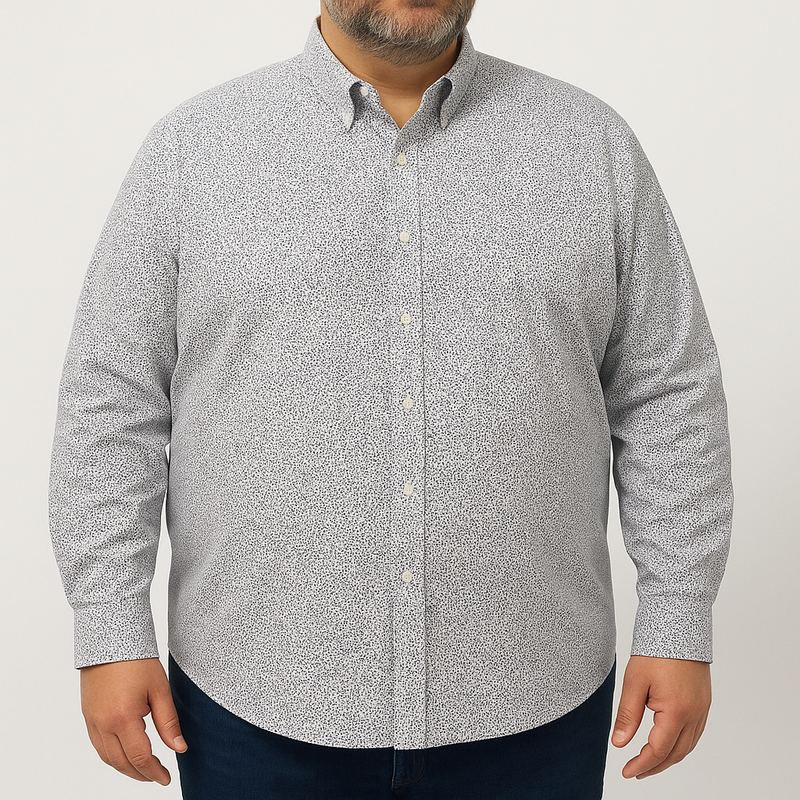 Camisa con Estampado Blanca de Manga Larga 100% Algodón Talla Extra 2505037