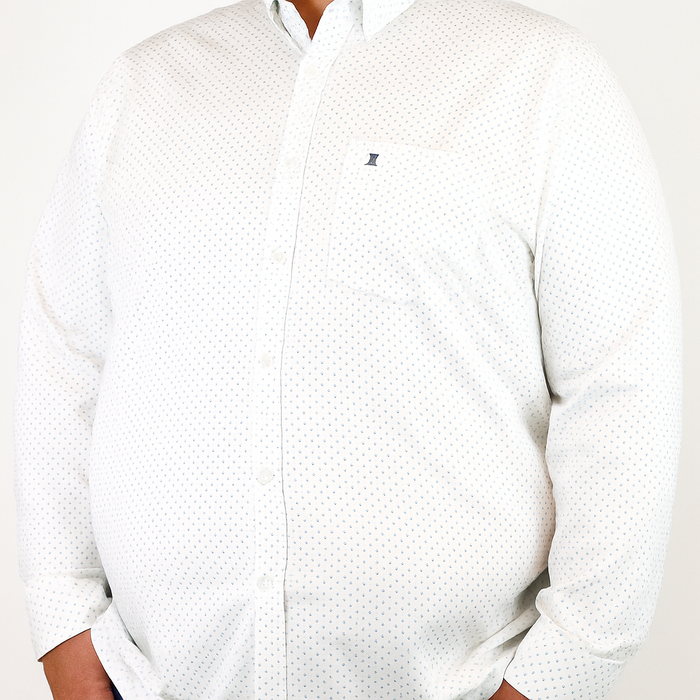 Camisa Manga Larga Estilo Estampado Blanca Tallas Extra 2305144