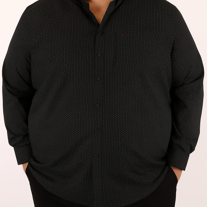 Camisa 100% Algodón Manga Larga Negra con Estampado Tallas Extra 2311582