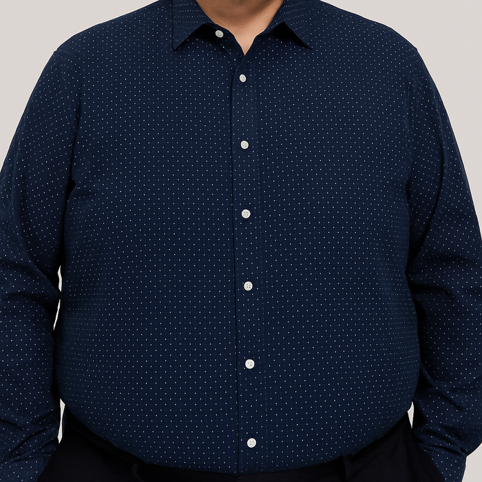 Camisa Azul con Estampado de Manga Larga 100% Algodón Talla Extra 2307025