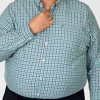 Camisa de Manga Larga Verde Estilo Cuadros Para Caballero Talla Extra 2304077