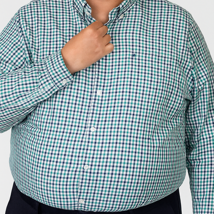 Camisa de Manga Larga Verde Estilo Cuadros Para Caballero Talla Extra 2304077