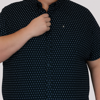Camisa Dioro de Vestir Manga Corta Azul Oscuro con Estampado Talla Extra 2305179