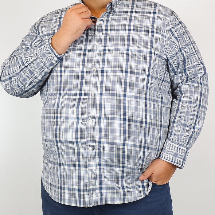 Camisa Marca Dioro Manga Laga Estilo Cuadros Gris Talla Extra 2305113