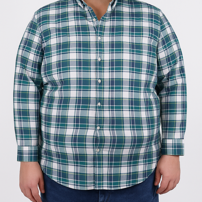 Camisa de Cuadros Verde Manga Larga Talla Extra 2312622