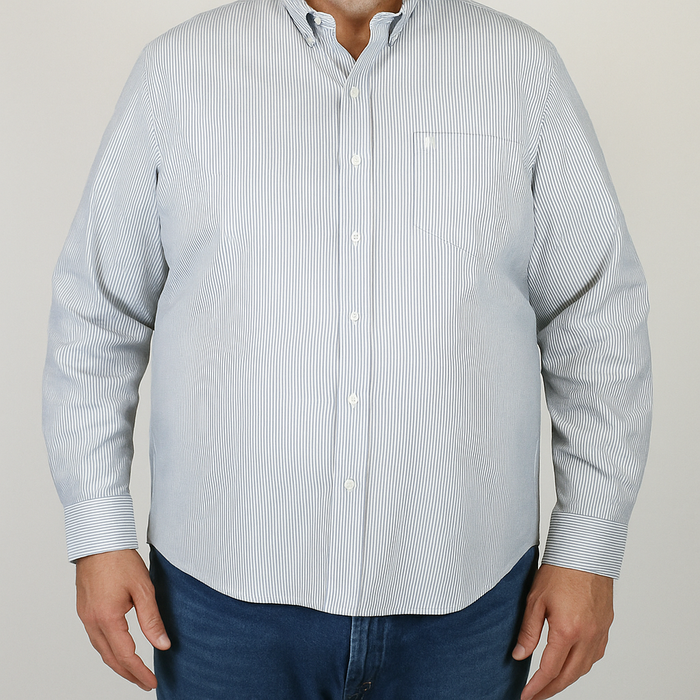 Camisa Gris de Rayas Manga Larga Para Caballero Talla Extra 2311578