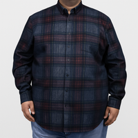 Camisa de Pana Manga Larga Para Hombre Cuadros Azul Talla Extra 2410242