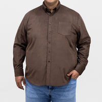 Camisa Para Hombre Manga Larga Pana Marrón Talla Extra 2410234
