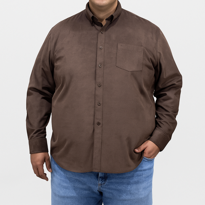 Camisa Para Hombre Manga Larga Pana Marrón Talla Extra 2410234