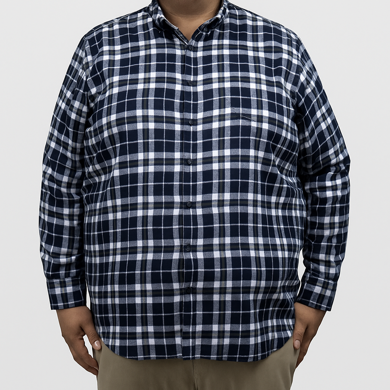 Camisa de Vestir de Franela Estilo Cuadros Manga Larga Talla Extra 2410259