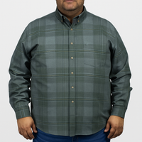 Camisa de Vestir Para Hombre de Pana Verde Manga Larga Talla Extra 2410243