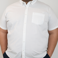 Camisa de Manga Larga Blanca Estampada para Hombre en Tallas Extras 2501002
