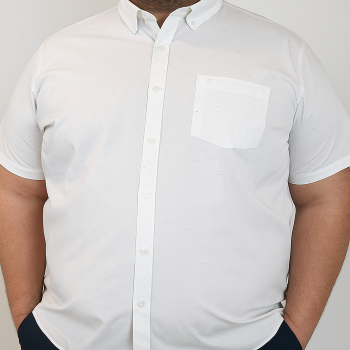 Camisa de Manga Larga Blanca Estampada para Hombre en Tallas Extras 2501002