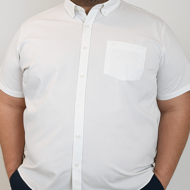 Camisa de Manga Larga Blanca Estampada para Hombre en Tallas Extras 2501002