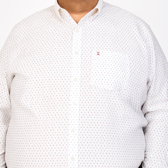 Camisa Manga Larga 100% Algodón Blanca con Estampado Tallas Extras 2311580