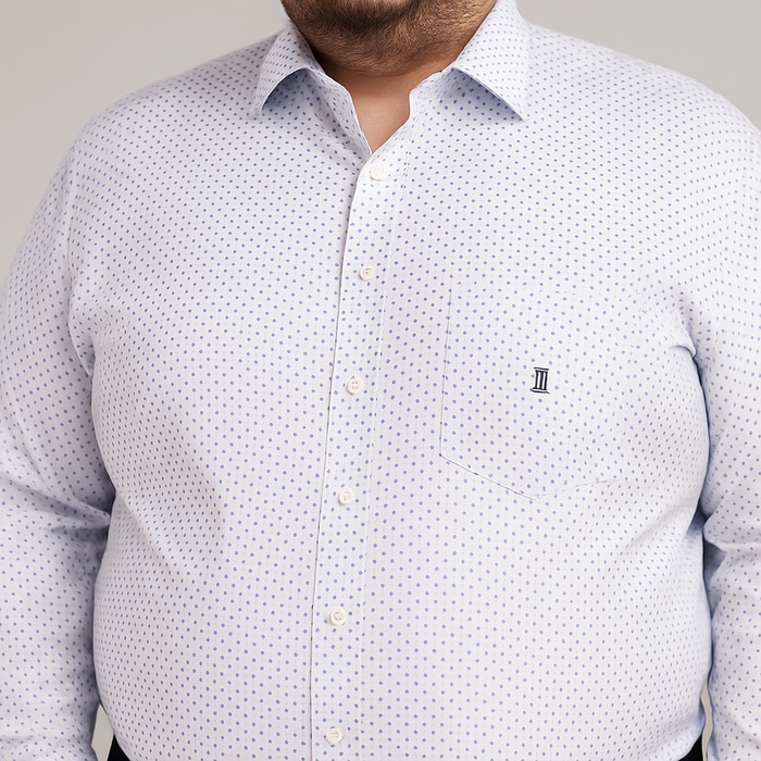 Camisa de Manga Corta Blanca con Estampado 100% Algodón para Hombre en Tallas Extras 2305181